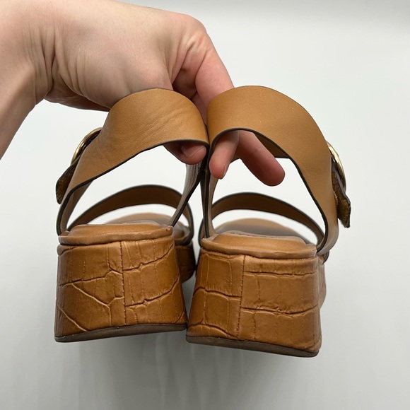 Sofft Tan Leather Wedge Platform Faedra Sandals Women’s Size 7